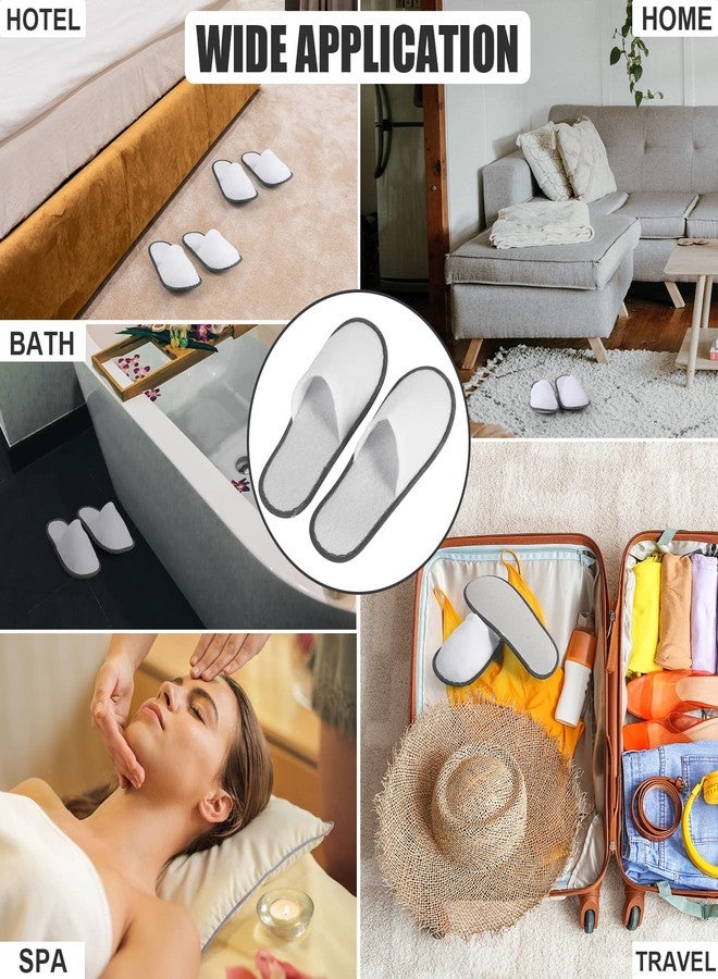 Hercicy 40 Pairs Disposable Non Slip Hotel Slippers Fluffy Closed Toe Spa Slippers Indoor Guest for Men Women Home Wedding Travel Party(White, Gray) - Image 5